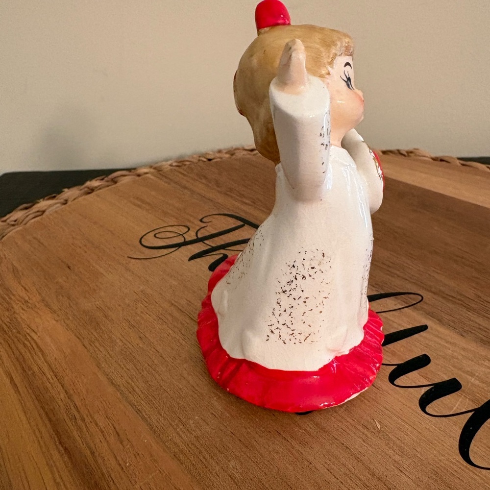 Vintage Japan? Charming Ceramic Angel Figurine with Red Accents Valentine Girl - Picture 2 of 5